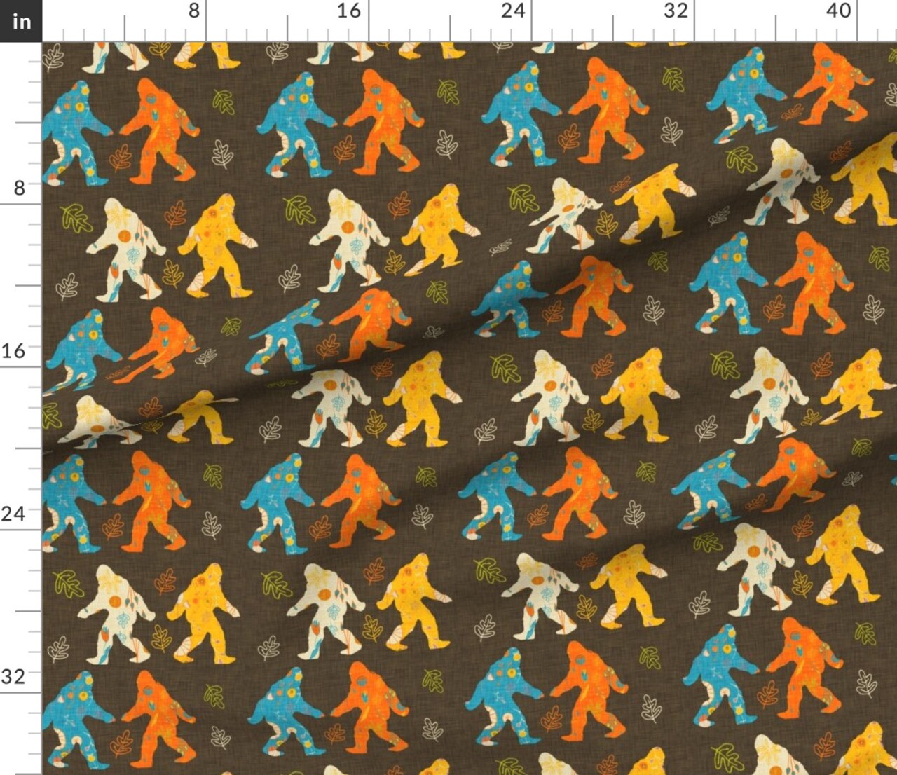 Various Fabrics by the Yard or Fat Quarter Cryptozoology Bigfoot Brown Flower Floral Woodland Woods Folklore Custom Printed Fabric by Spoonflower